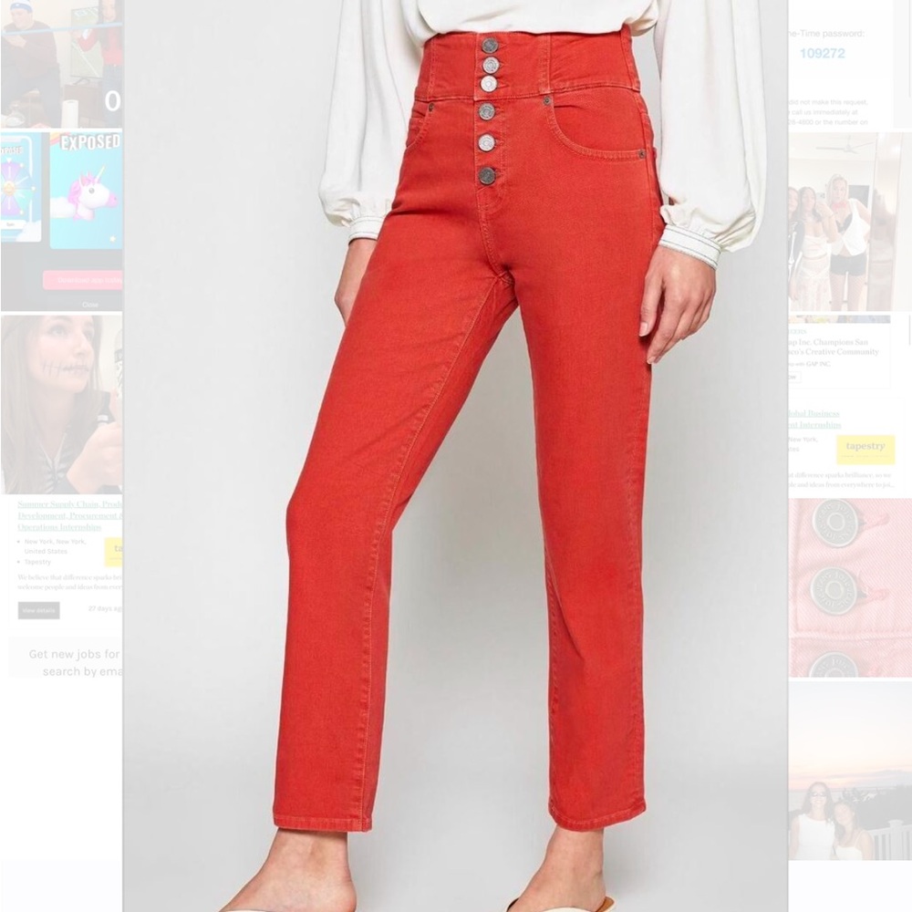 Joie Rust Red Button Up Jeans Size 23 - image 1